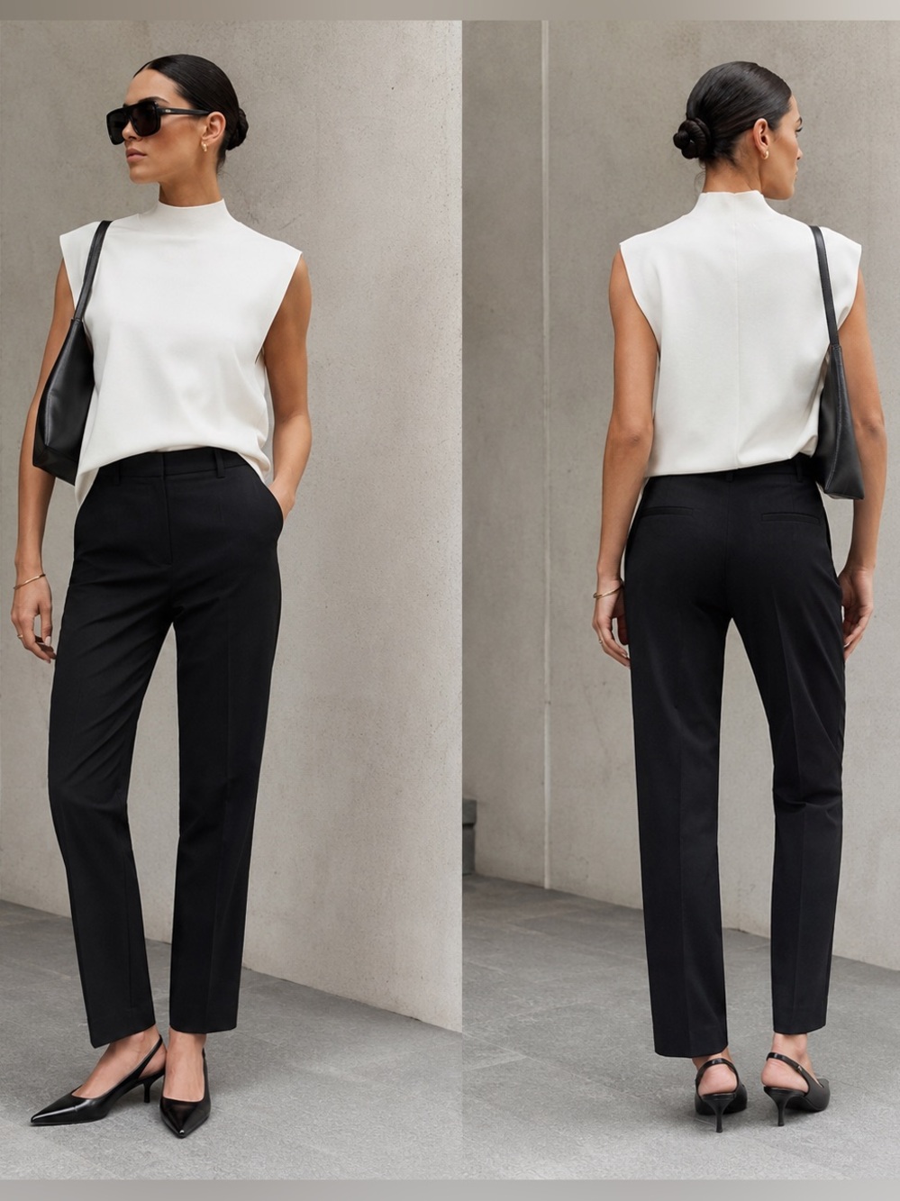 Jil Sander Black Cotton Stretch Tailored Cigarette Pants IT 38 US 2 Made Italy